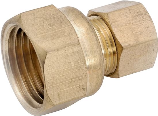 Anderson Metals 750066-0806 Tubing Coupling, 1/2 x 3/8 in, Compression x FIP, Brass, Pack of 5