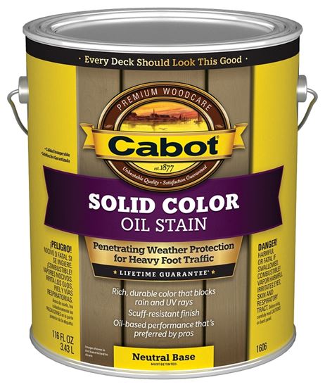 Cabot 140.0001606.007 Solid Stain, Opaque, Neutral Base, Liquid, 1 gal, Pack of 4