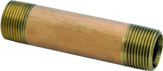 Anderson Metals 38300-0250 Pipe Nipple, 1/8 in, NPT, Brass, 870 psi Pressure, 5 in L