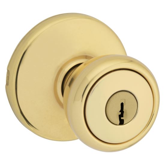 Kwikset 400T 3CP6K6 Entry Knob, Polished Brass, K6 Keyway, 3 Grade