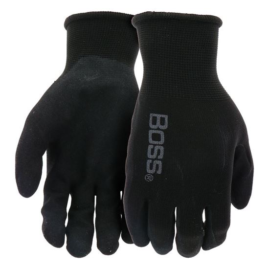 Boss TECH 7820L Gloves, L, Knit Wrist Cuff, Foam-Nitrile Coating, Nylon Glove, Black