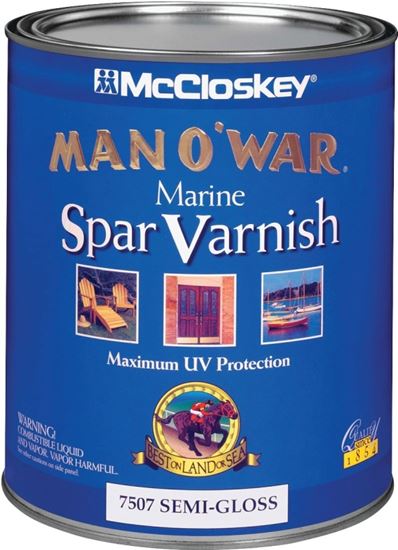 McCloskey Man O' War 080.0007507.005 Marine Spar Varnish, Semi-Gloss, Clear, Liquid, 1 qt, Can, Pack of 4