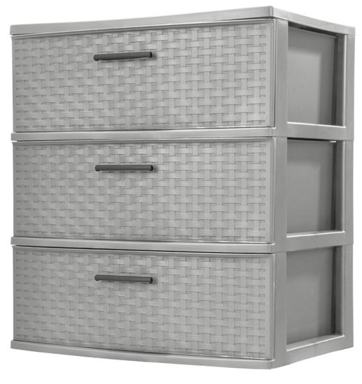 Sterilite Weave 25306A01 Drawer Unit, 3-Drawer, Plastic, 21-7/8 in OAW, 24 in OAH, 15-7/8 in OAD