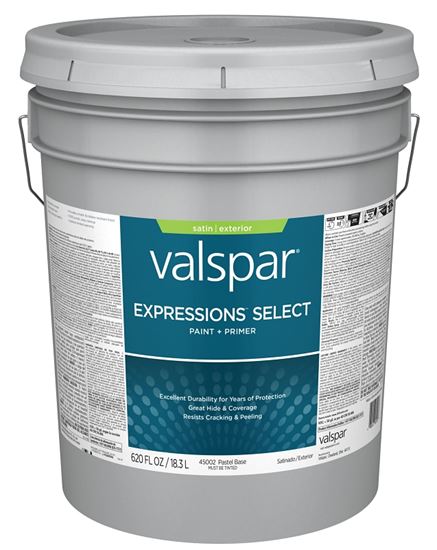 Valspar Expressions Select 4500 028.0045002.008 Latex Paint, Acrylic Base, Satin, Pastel Base, 5 gal