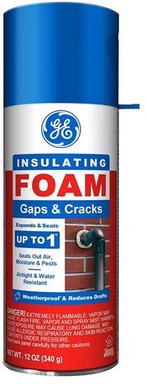 GE Gaps and Cracks 2844271 Insulating Foam, White, 7 to 10 min Functional Cure, 12 fl-oz Aerosol Can, Pack of 8