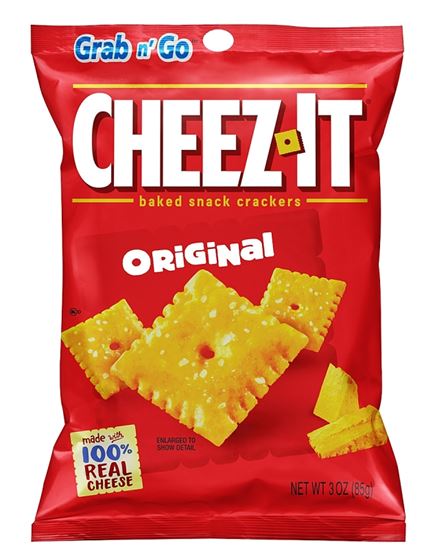 Cheez-It CHEEZIT36 Baked Snack Crackers, Cheese, 3 oz, Bag, Pack of 6