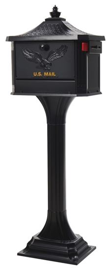 Gibraltar Mailboxes PED0000B Mailbox Post Combo, 1250 cu-in Mailbox, Aluminum Mailbox, Aluminum Post, Black