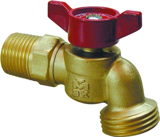 B & K 103-053HN Hose Bibb, 1/2 x 3/4 in Connection, MPT x Male Hose, 125 psi Pressure, Brass Body, Chrome