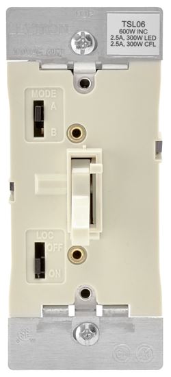 Leviton R08-TSL06-1KT Slide Dimmer, 120 V, 600 W, CFL, Halogen, Incandescent, LED Lamp, 3-Way, Light Almond