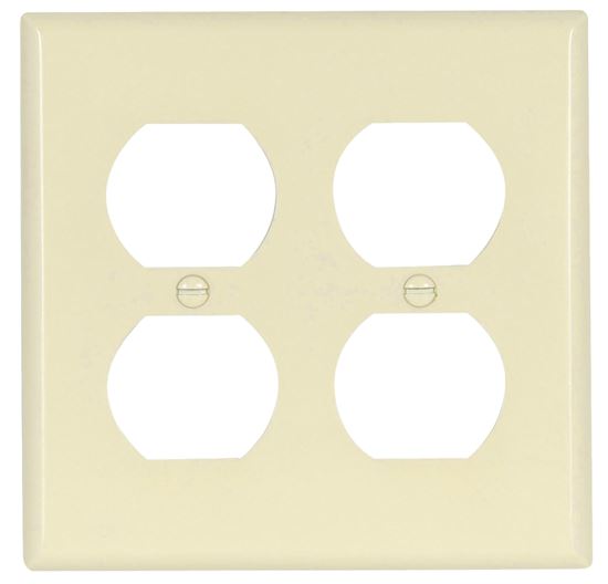 Eaton Wiring Devices 2150LA-BOX Receptacle Wallplate, 4-1/2 in L, 4-9/16 in W, 2 -Gang, Thermoset, Light Almond