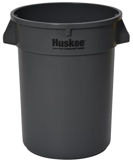 Continental Commercial 3200GY Trash Receptacle, 32 gal, Plastic, Gray