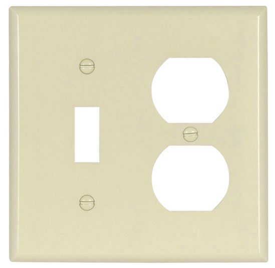 Eaton Wiring Devices 2138LA-BOX Combination Wallplate, 4-1/2 in L, 4-9/16 in W, 2 -Gang, Thermoset, Light Almond