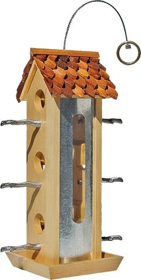 Perky-Pet 50171 Tin Jay Wood Bird Feeder, 2 lb, Fir Wood, Hanging/Pole Mounting, Pack of 2