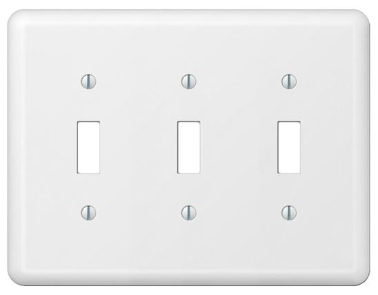 Amerelle Devon 935TTTW Wallplate, 5 in L, 6-9/16 in W, 3 -Gang, Steel, White, Pack of 3