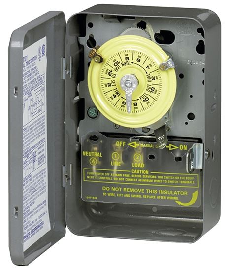 Intermatic T101 Mechanical Timer Switch, 40 A, 120 V, 3 W, 24 hr Time Setting, 12 On/Off Cycles Per Day Cycle