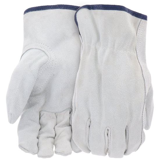 Boss 4065L Gloves, L, Keystone Thumb, Open, Shirred Elastic Back Cuff, Cowhide Leather, Gray