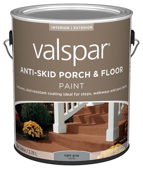 Valspar 024.0082030.007 Porch and Floor Paint, Light Gray, 1 gal, 100 sq-ft/gal Coverage Area, Pack of 4