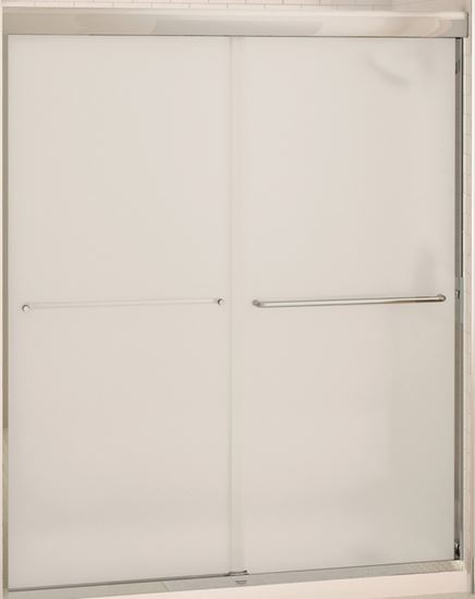 Maax Aura 135663-981-084 Shower Door, Mistelite Glass, Semi Frame, 2-Panel, Glass, 1/4 in Glass