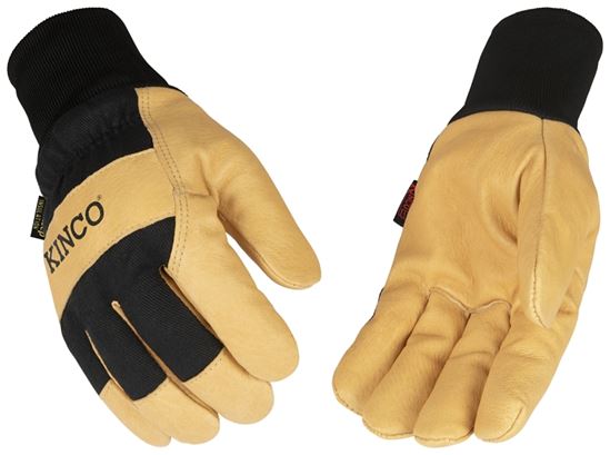 Heatkeep 1928 KW-M Gloves, Men's, M, Angled Wing Thumb, Elastic Knit Wrist Cuff, Black/Golden/Yellow