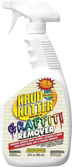 Krud Kutter GR326 Graffiti Remover, Liquid, Mild, Clear, 32 oz, Pack of 6