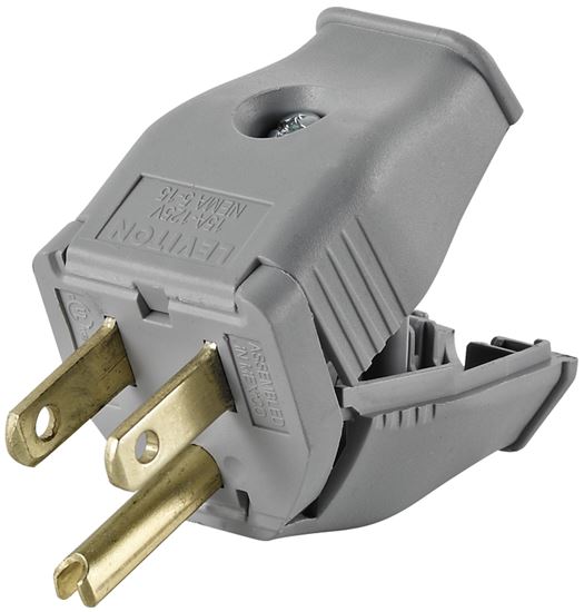 Leviton 3W101-GY Plug, 2-Pole, 15 A, 125 V, Female, NEMA: 5-15P, Gray