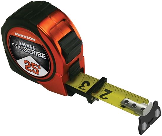 Swanson SAVAGE Series SVPS25M1 Tape Measure, 25 ft L Blade, 1 in W Blade, ABS/Rubber Case