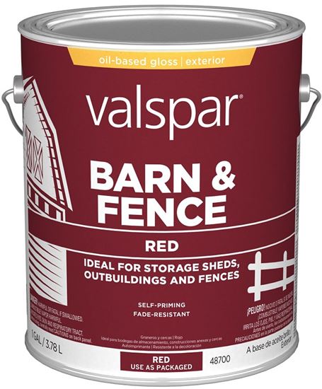 Valspar 018.2121-11.007 Barn and Fence Paint, Red, 1 gal, Pack of 4