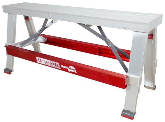 Metaltech I-BMDWB18 Drywall Bench, 48 in OAW, 6-1/4 in OAH, 17-1/2 in OAD, 500 lb, Red, Aluminum Tabletop