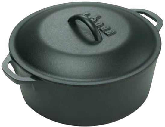 Lodge L8DOL3 Dutch Oven, 5 qt Capacity, Iron, Black, 10-1/4 in Dia, Loop Handle