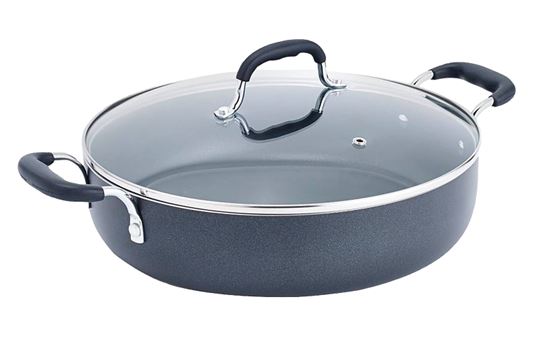 T-fal B3628264 Sauce Pan with Lid, 5 qt Capacity, 12 in Dia, Aluminum, Black