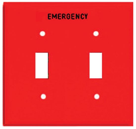 Eaton Wiring Devices PJ2EMRD Emergency Wallplate, 4-7/8 in L, 4.94 in W, 2 -Gang, Polycarbonate, Red, High-Gloss