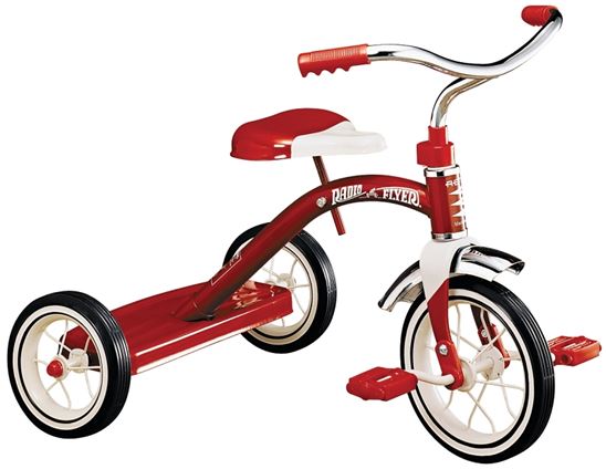 Radio Flyer 34B Tricycle, 2 to 4 years, Steel Frame, 10 x 1-1/4 in Front Wheel, 7 x 1-1/2 in Rear Wheel, Red