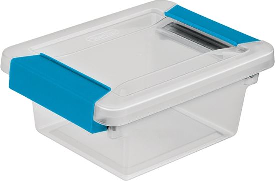 Sterilite 19698606 Clip Box, Plastic, Blue Aquarium/Clear, 6-5/8 in L, 5 in W, 2-3/4 in H, Pack of 6