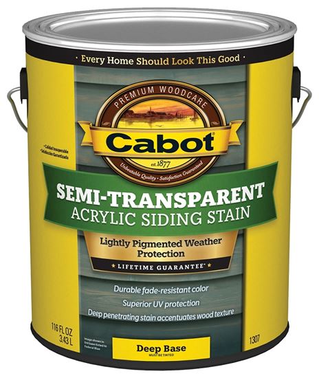 Cabot 140.0001307.007 Acrylic Siding Stain, Flat, Deep Base, Liquid, 1 gal, Pack of 4