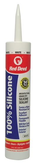 Red Devil 0816 Silicone Sealant, White, -60 to 400 deg F, 10.1 fl-oz Cartridge, Pack of 12