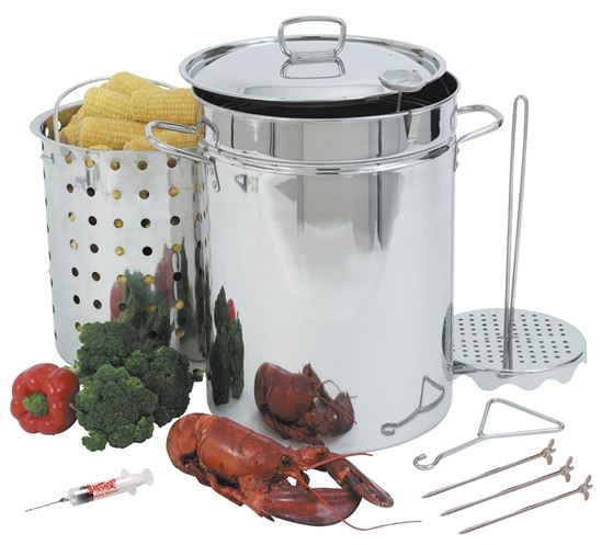 Bayou Classic 1118 Turkey Fryer Pot, 32 qt Capacity, 22 Gauge, Stainless Steel