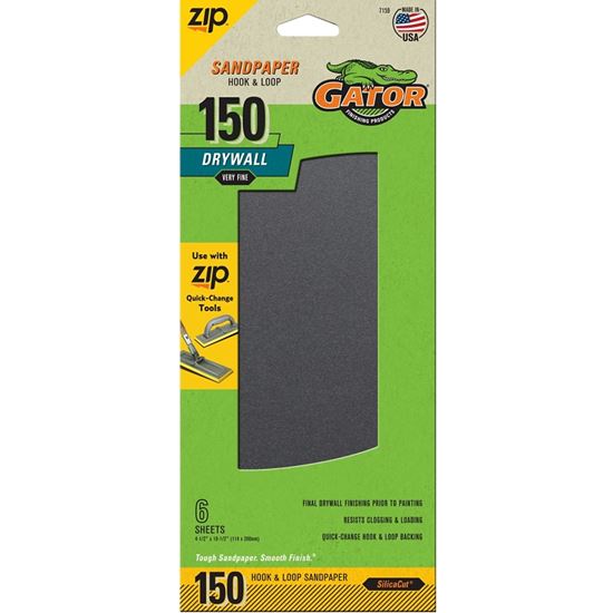 Gator 7159 Sandpaper, 10-1/2 in L, 4-1/2 in W, 150 Grit, Fine, Silicone Carbide Abrasive