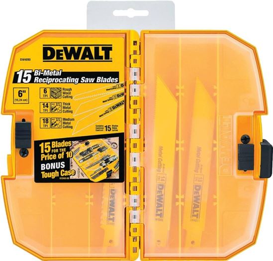 DeWALT DW4890 Reciprocating Saw Blade Set, 15-Piece, Bi-Metal, Yellow
