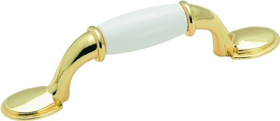 Amerock 245WPB Cabinet Pull, 5-1/16 in L Handle, 1-5/16 in Projection, Plastic/Zinc, Polished Brass