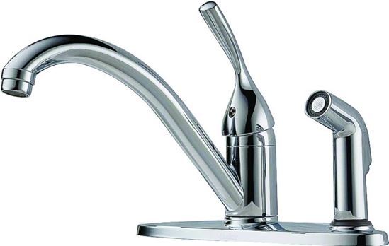 Delta Classic Series 300-DST Kitchen Faucet with Integral Spray, 1.8 gpm, 1-Faucet Handle, Brass, Chrome Plated, Deck