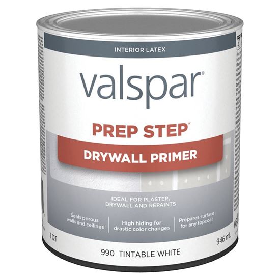 Valspar Prep-Step 044.0000990.005 Latex Primer, White, 1 qt, Can, Pack of 4