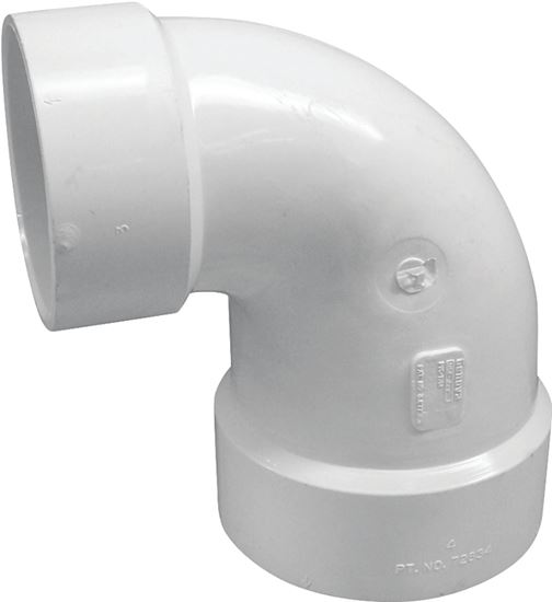 Canplas 192223 Reducing Closet Bend Pipe Elbow, 4 x 3 in, Hub, 90 deg Angle, PVC, White