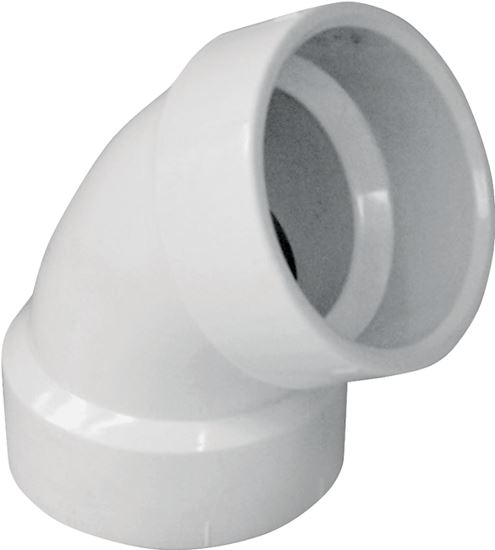 Canplas 192602L Pipe Elbow, 2 in, Hub, 60 deg Angle, PVC, White