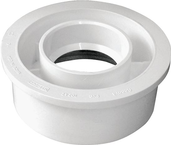 Canplas 192758 Reducing Pipe Bushing, 4 x 2 in, Spigot x Hub, PVC, White