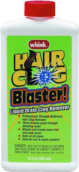 Whink 06216 Hair Clog Blaster, Liquid, Clear, Bleach, 18 oz Bottle, Pack of 6