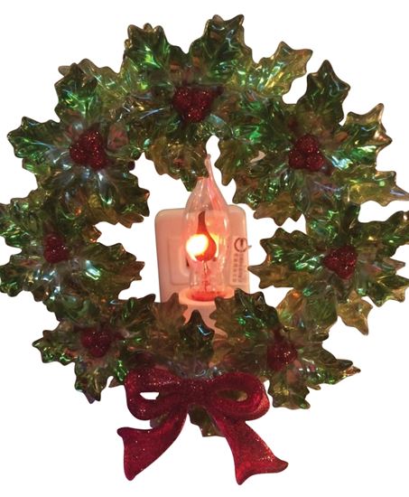 Hometown Holidays 19349 Christmas Specialty Decoration, 4 in H, Wreath Night Light, 80% Plastic, 15% Copper, 5% Glass, Pack of 24