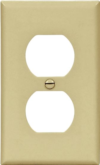 Eaton Wiring Devices 5132V Wallplate, 4-1/2 in L, 2-3/4 in W, 1 -Gang, Nylon, Ivory, High-Gloss, Flush Mounting