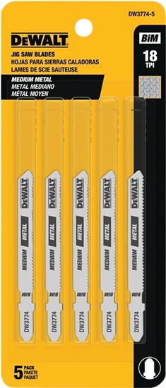 DeWALT DW3774-5 Jig Saw Blade, 3 in L, 18 TPI