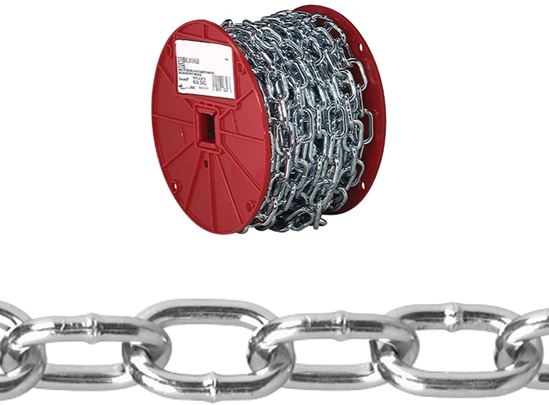 Campbell 072-2927 Passing Link Chain, 2/0, 125 ft L, 450 lb Working Load, Steel, Zinc