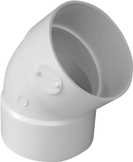 Canplas 414184BC Pipe Elbow, 4 in, Hub, 45 deg Angle, PVC, White